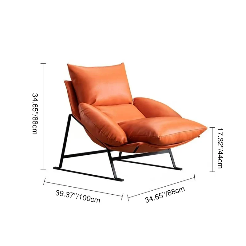 Contemporary Luxury Curved Synthetic Fabric Upholstery Iron Accent Chair Backrest For Living Room