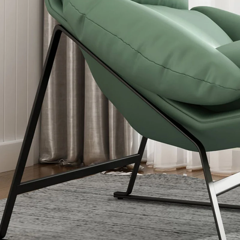 Contemporary Luxury Curved Synthetic Fabric Upholstery Iron Accent Chair Backrest For Living Room