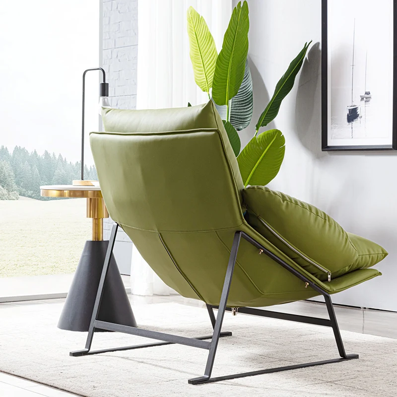 Contemporary Luxury Curved Synthetic Fabric Upholstery Iron Accent Chair Backrest For Living Room