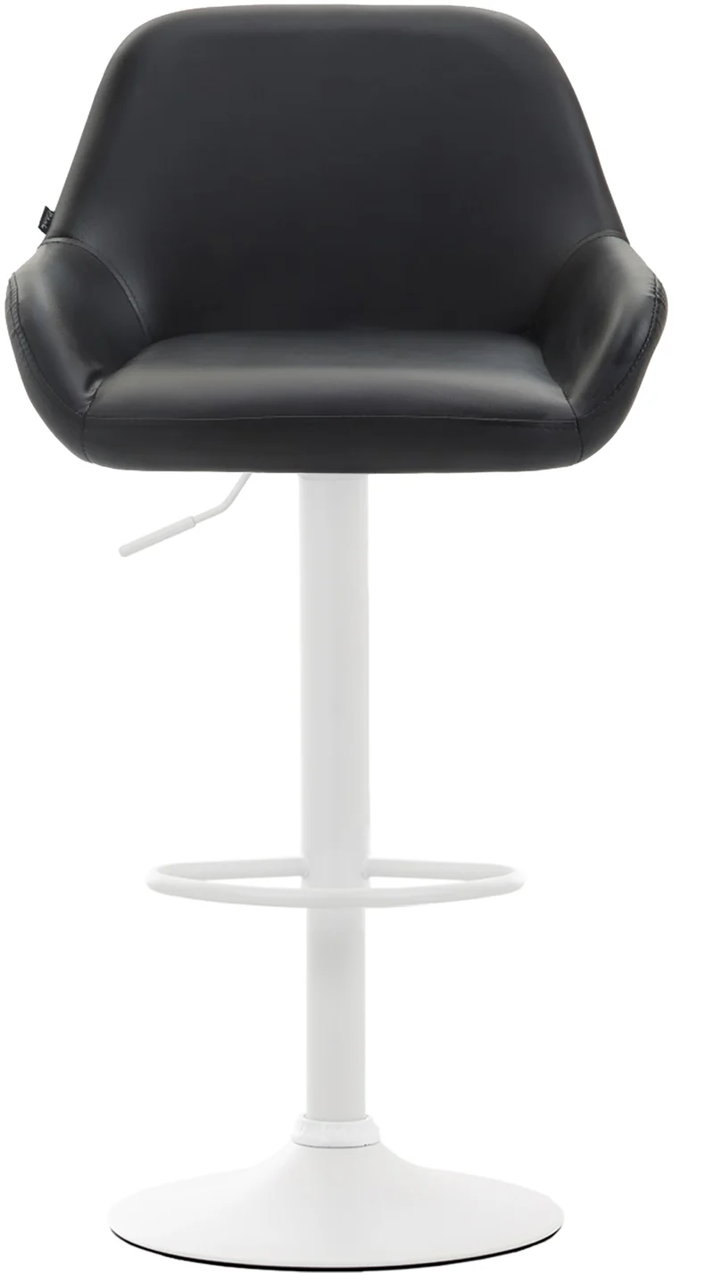 Lot de 2 tabourets de bar repose-pieds en forme d'arc en métal blanc assise en PVC noir 10_0004028