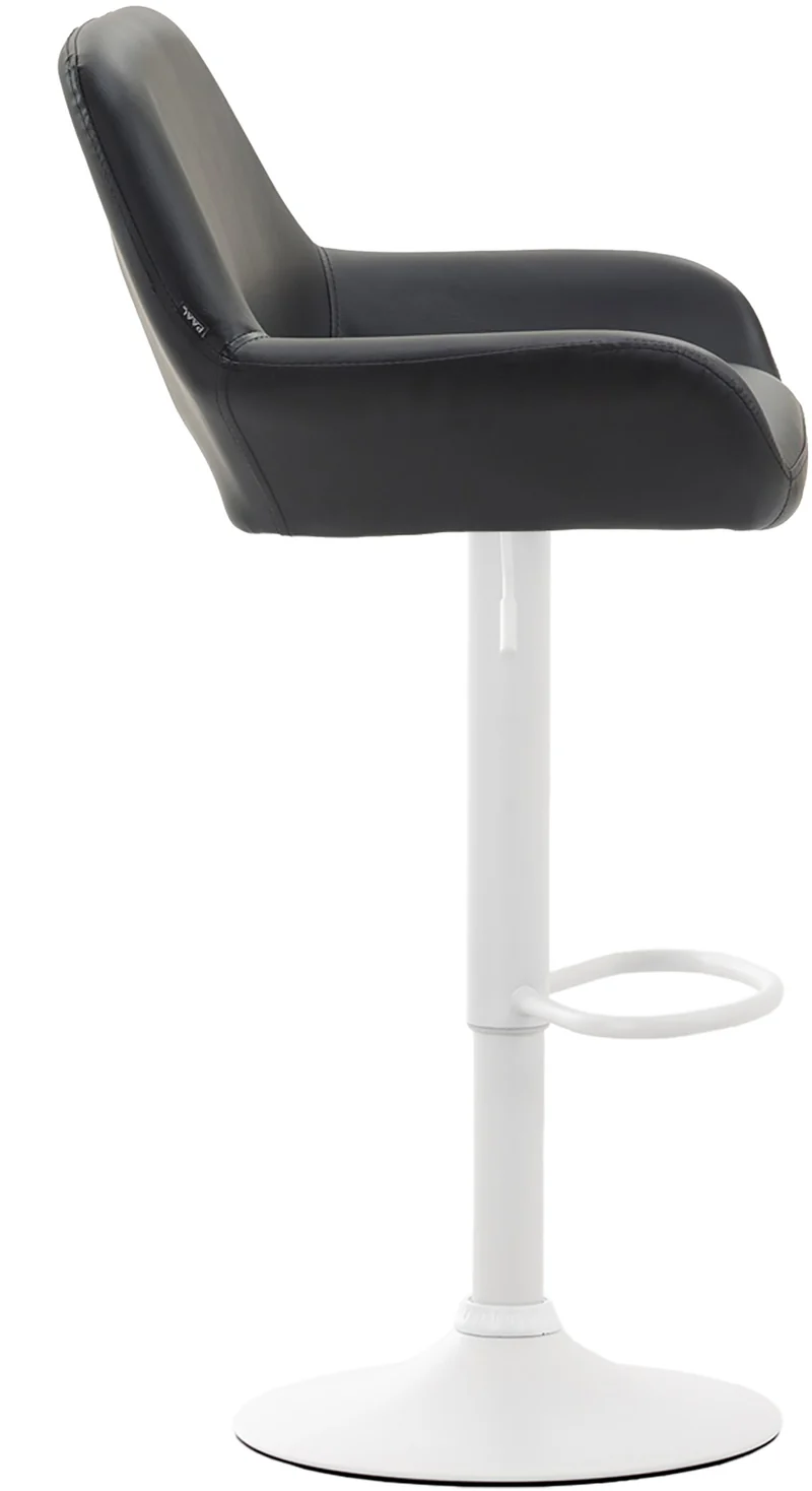 Lot de 2 tabourets de bar repose-pieds en forme d'arc en métal blanc assise en PVC noir 10_0004028