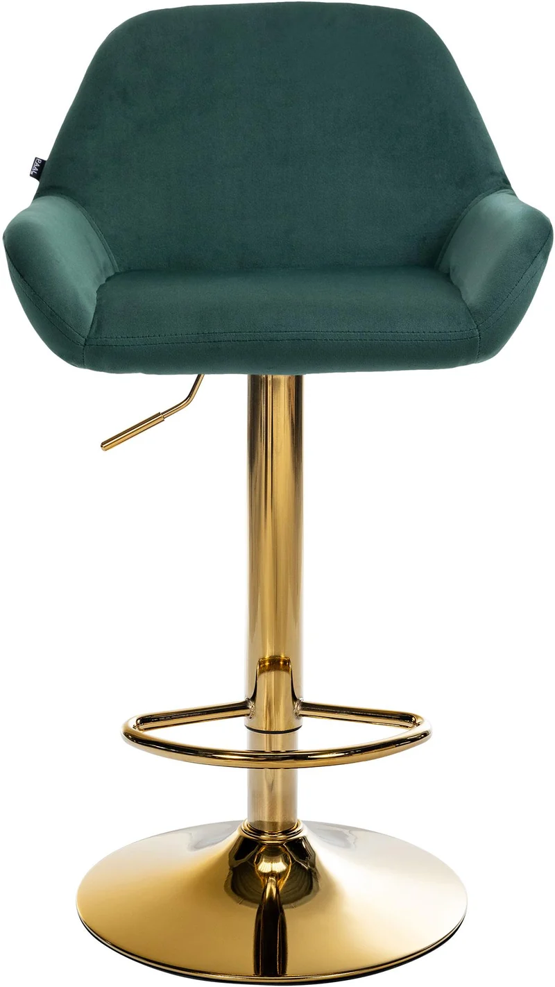 Lot de 2 tabourets de bar repose-pieds intégré revêtement velours vert structure en métal doré TDB10739