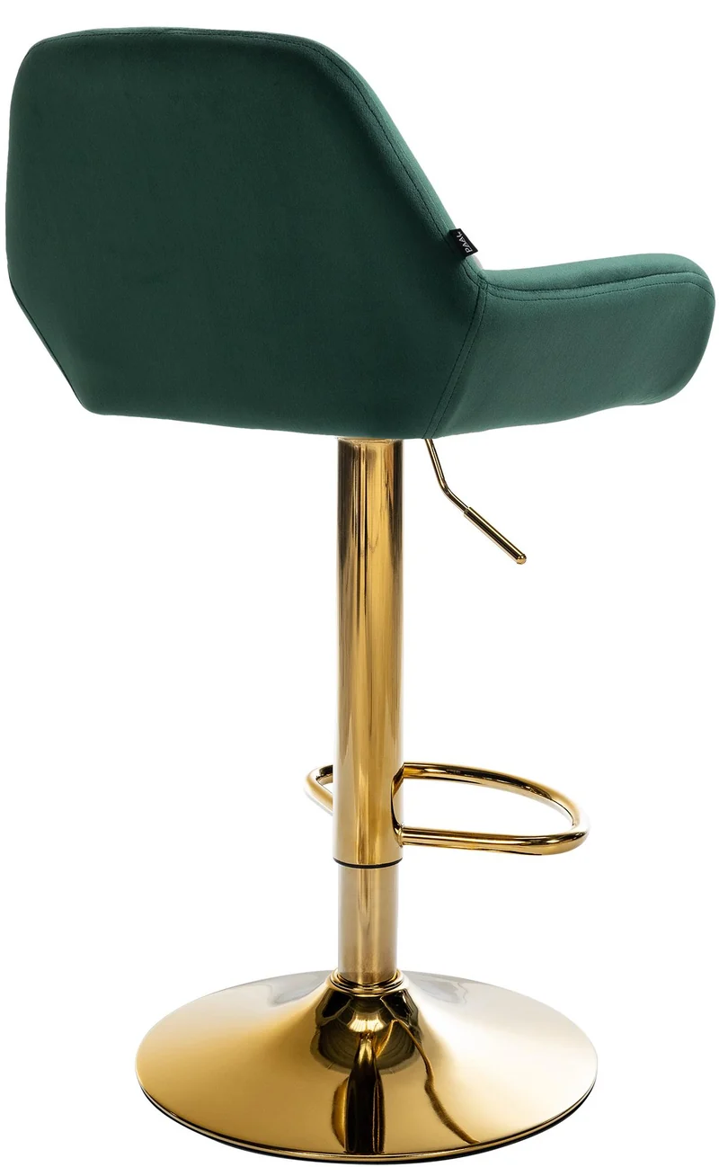 Lot de 2 tabourets de bar repose-pieds intégré revêtement velours vert structure en métal doré TDB10739