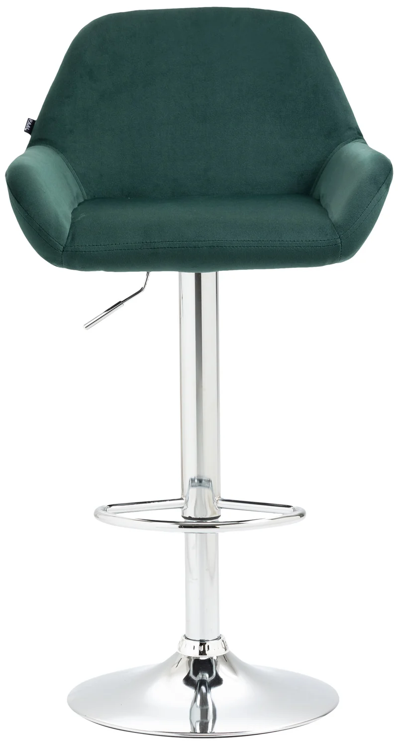 Lot de 2 tabourets de bar repose-pieds en forme d'arc en métal chromé assise en velours vert foncé 10_0004032
