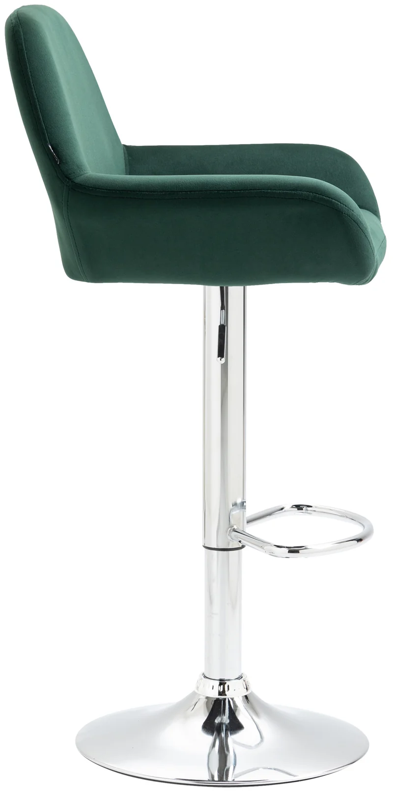 Lot de 2 tabourets de bar repose-pieds en forme d'arc en métal chromé assise en velours vert foncé 10_0004032