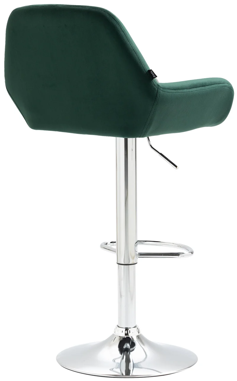 Lot de 2 tabourets de bar repose-pieds en forme d'arc en métal chromé assise en velours vert foncé 10_0004032