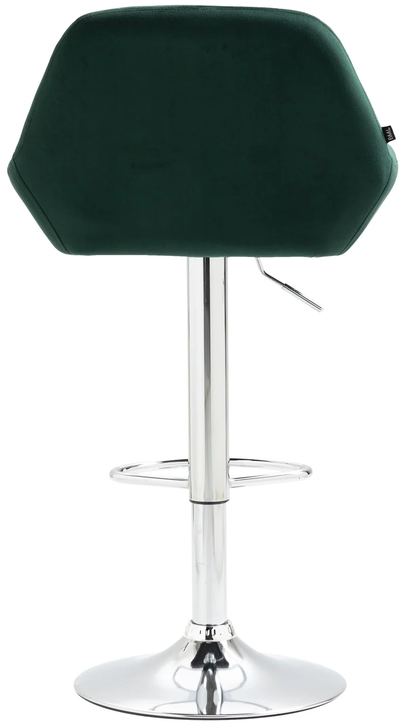Lot de 2 tabourets de bar repose-pieds en forme d'arc en métal chromé assise en velours vert foncé 10_0004032