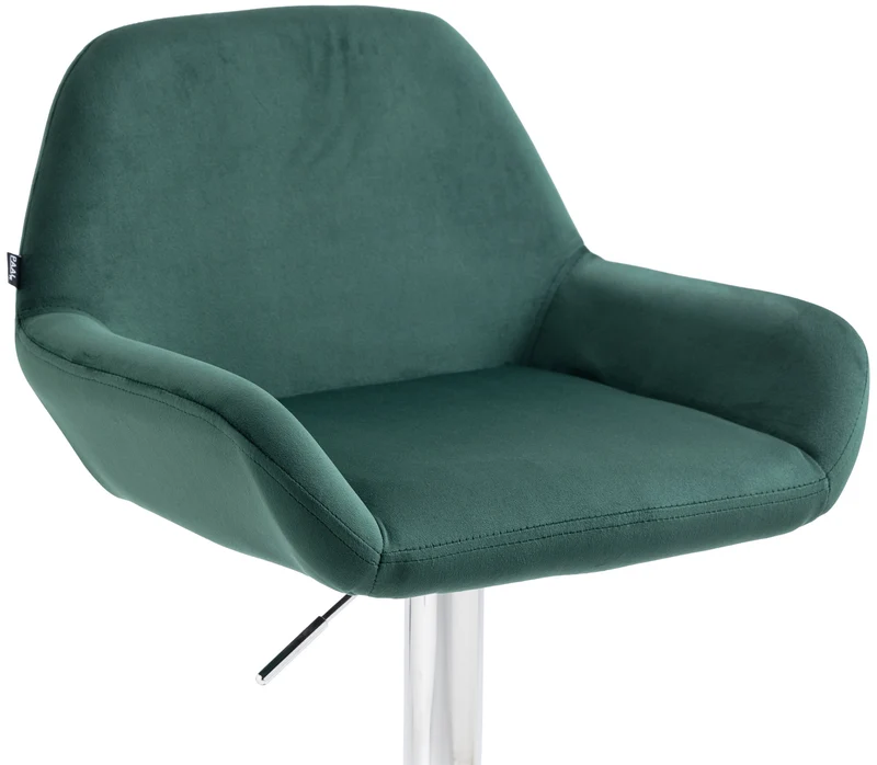 Lot de 2 tabourets de bar repose-pieds en forme d'arc en métal chromé assise en velours vert foncé 10_0004032