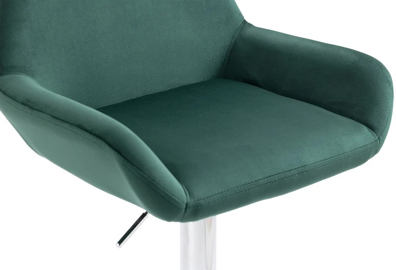 Lot de 2 tabourets de bar repose-pieds en forme d'arc en métal chromé assise en velours vert foncé 10_0004032