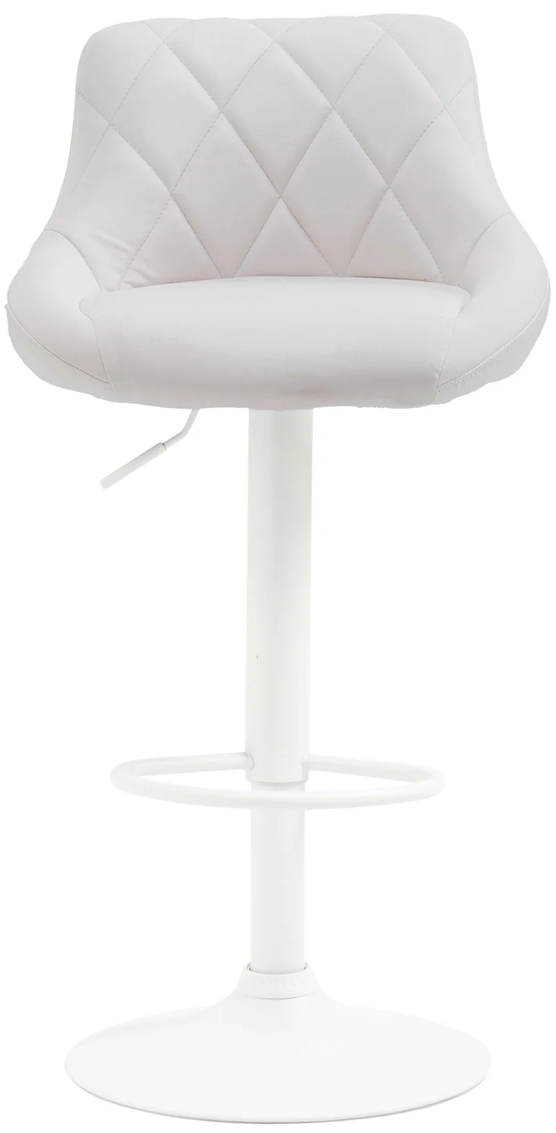 Tabouret de bar en synthétique blanc pivotant avec repose-pieds métal blanc coutures décoratives TDB10597