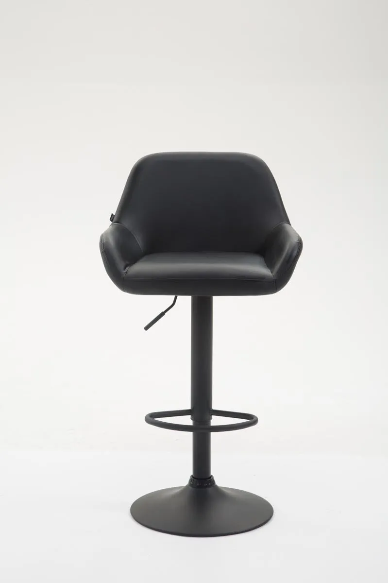 Tabouret de bar x1 repose-pieds en forme d'arc en métal noir assise en PVC noir 10_0004544