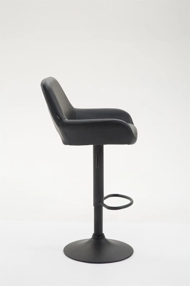 Tabouret de bar x1 repose-pieds en forme d'arc en métal noir assise en PVC noir 10_0004544
