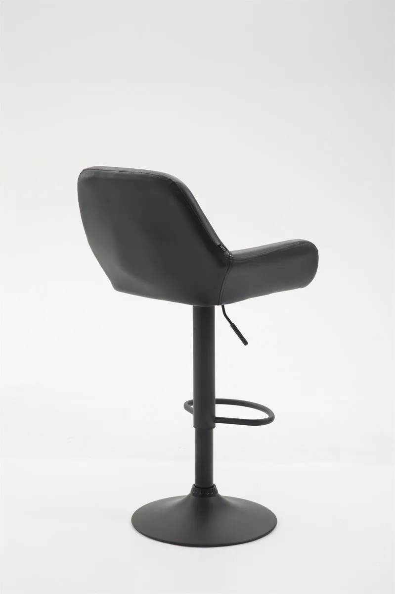 Tabouret de bar x1 repose-pieds en forme d'arc en métal noir assise en PVC noir 10_0004544