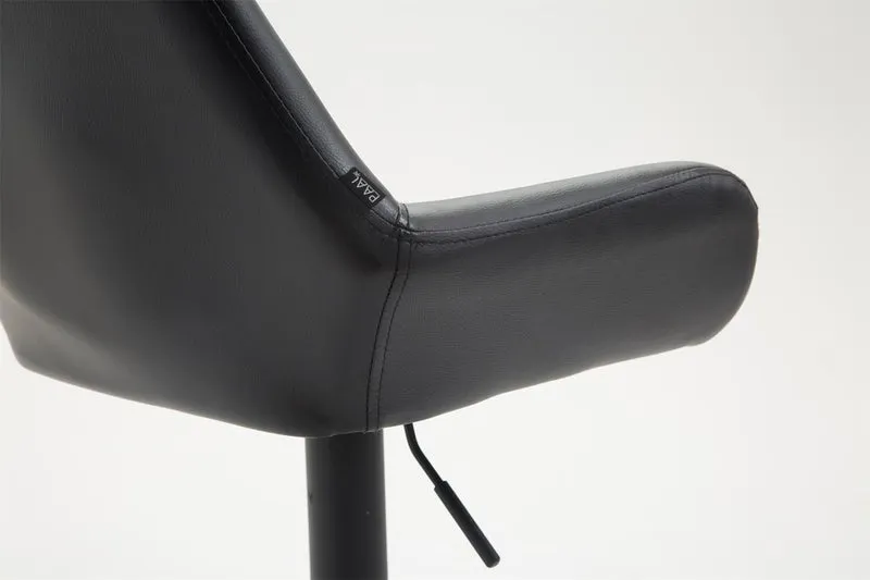 Tabouret de bar x1 repose-pieds en forme d'arc en métal noir assise en PVC noir 10_0004544
