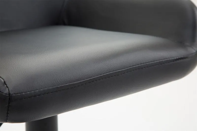 Tabouret de bar x1 repose-pieds en forme d'arc en métal noir assise en PVC noir 10_0004544