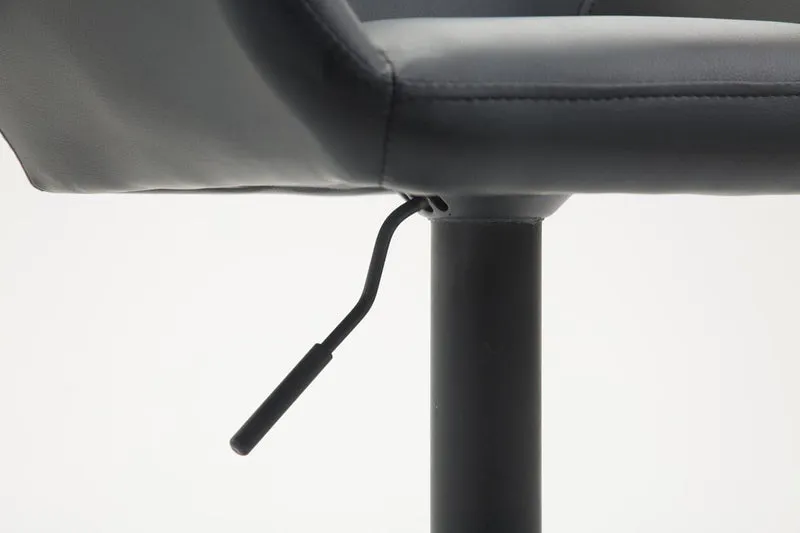 Tabouret de bar x1 repose-pieds en forme d'arc en métal noir assise en PVC noir 10_0004544