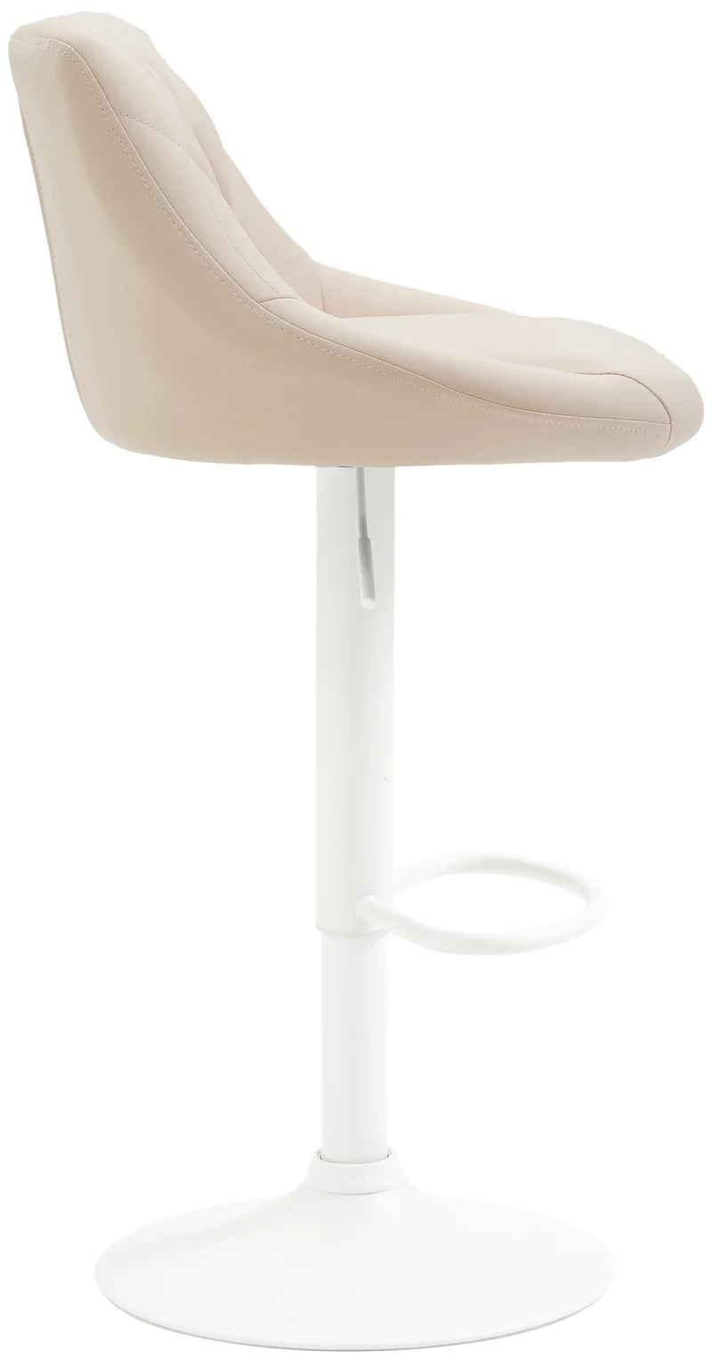 Tabouret de bar en synthétique crème pivotant avec repose-pieds métal blanc coutures décoratives TDB10591