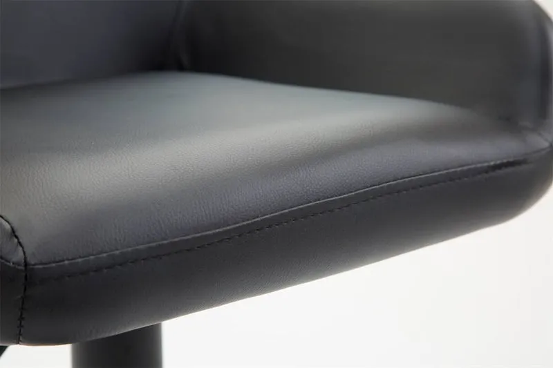 Lot de 2 tabourets de bar moderne et confortable en synthétique noir pieds trompette en métal noir TDB10223
