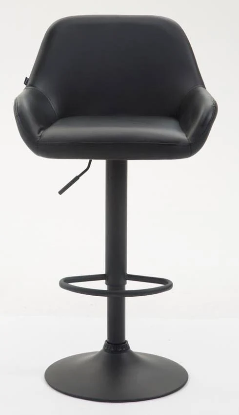 Lot de 2 tabourets de bar moderne et confortable en synthétique noir pieds trompette en métal noir TDB10223