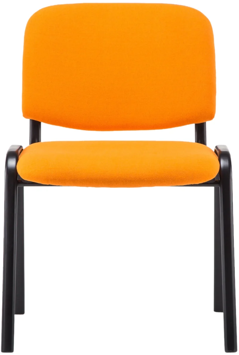 Chaise visiteur empilable zone d'attente en tissu orange piètement à 4 pieds en métal noir 10_0003403