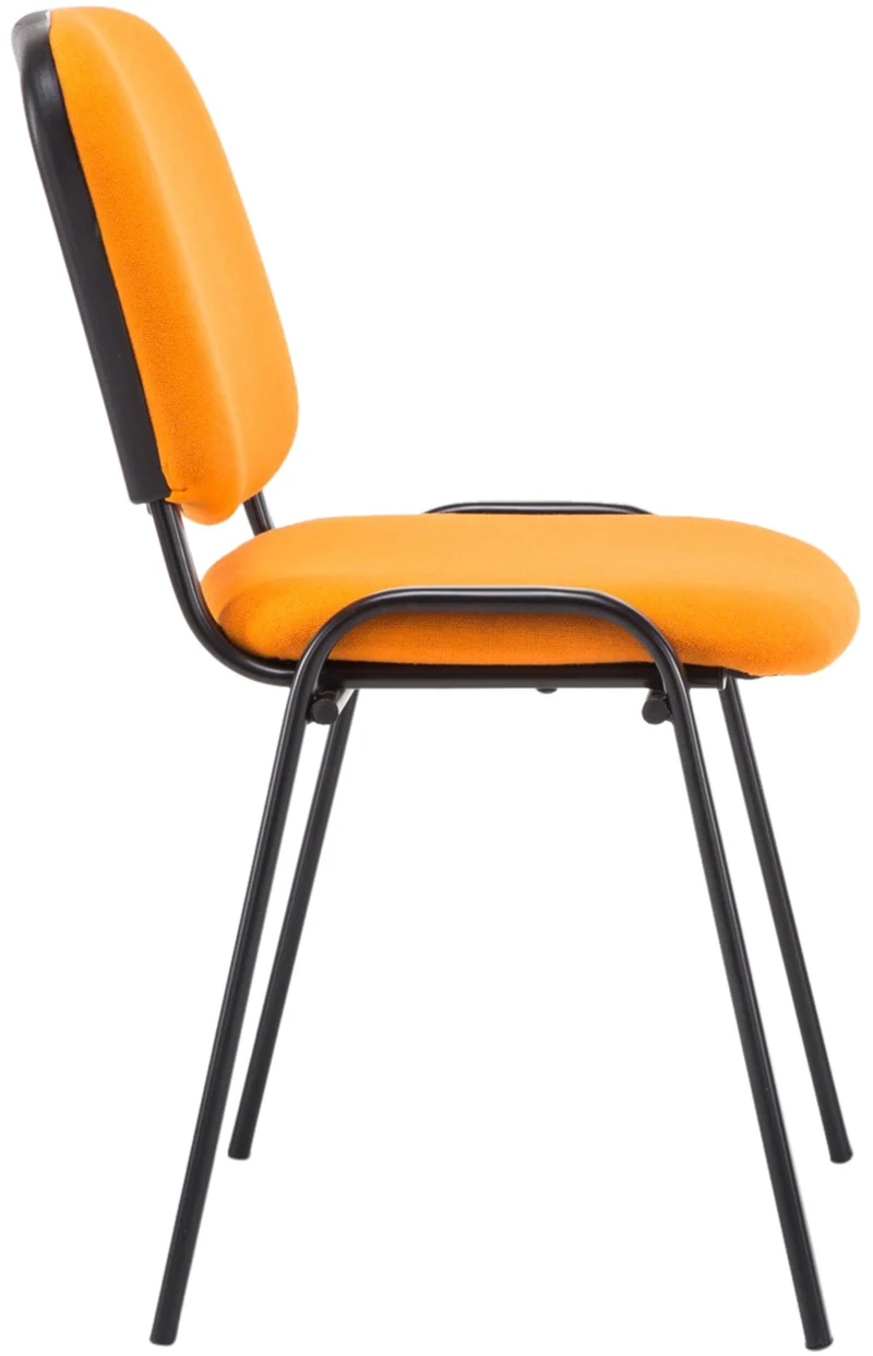 Chaise visiteur empilable zone d'attente en tissu orange piètement à 4 pieds en métal noir 10_0003403