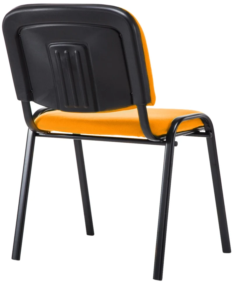 Chaise visiteur empilable zone d'attente en tissu orange piètement à 4 pieds en métal noir 10_0003403