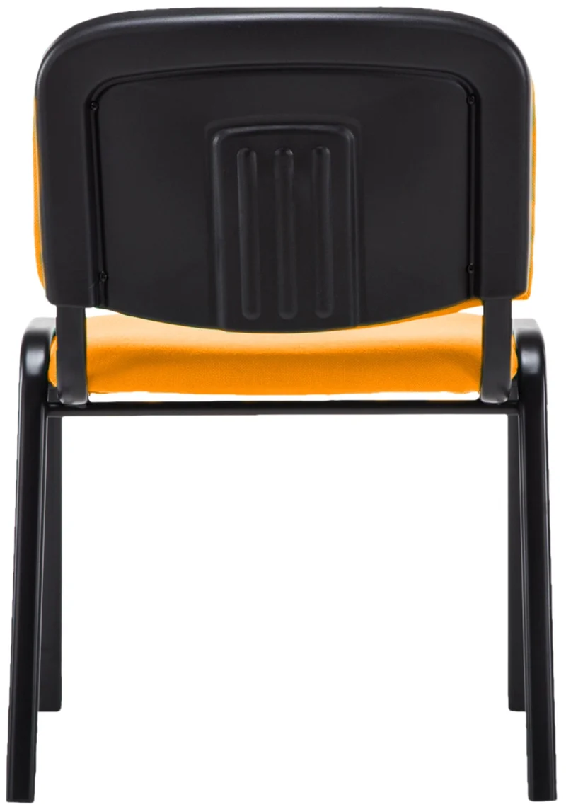 Chaise visiteur empilable zone d'attente en tissu orange piètement à 4 pieds en métal noir 10_0003403