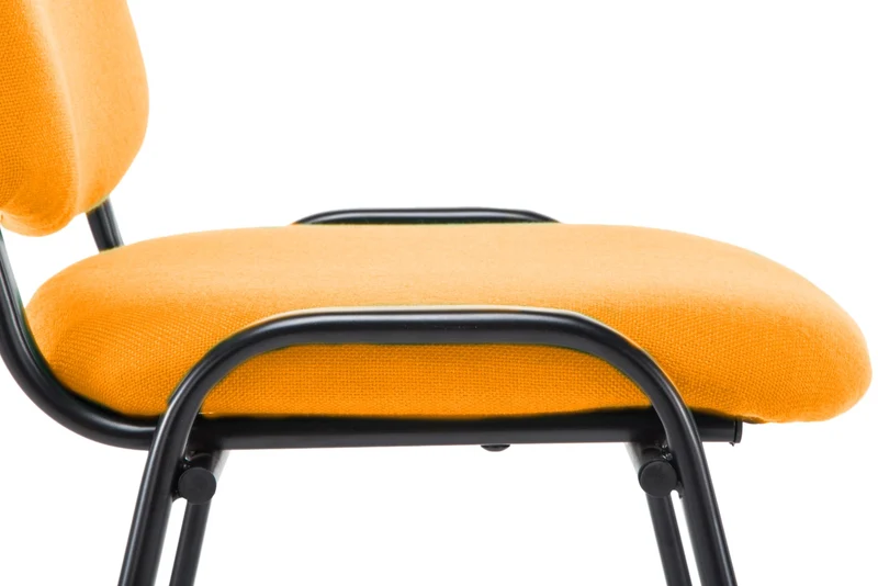 Chaise visiteur empilable zone d'attente en tissu orange piètement à 4 pieds en métal noir 10_0003403