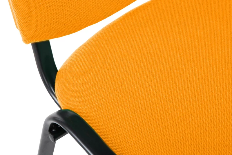 Chaise visiteur empilable zone d'attente en tissu orange piètement à 4 pieds en métal noir 10_0003403