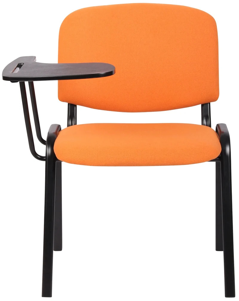 Chaise visiteur zone d'attente avec une petite table rabattable en tissu orange piètement à 4 pieds en métal 10_0002769