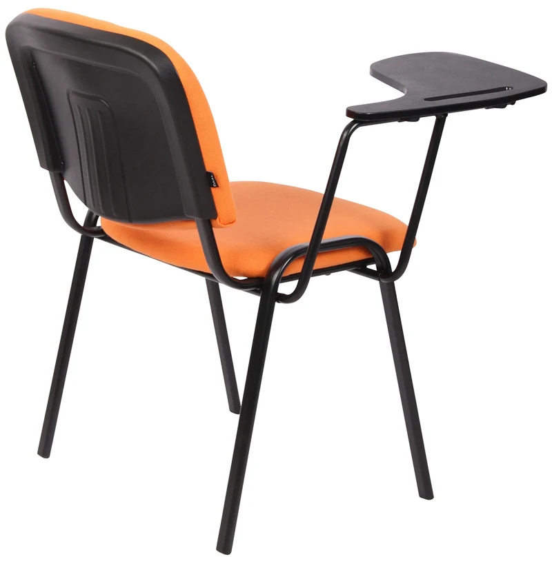Chaise visiteur zone d'attente avec une petite table rabattable en tissu orange piètement à 4 pieds en métal 10_0002769