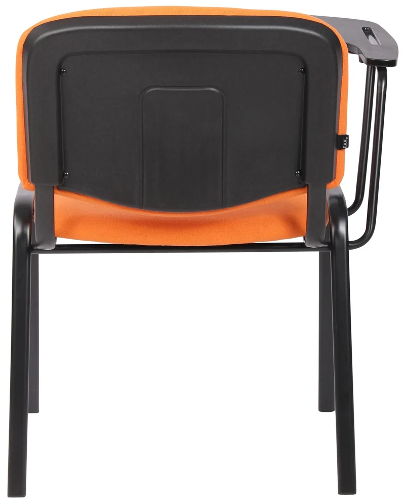 Chaise visiteur zone d'attente avec une petite table rabattable en tissu orange piètement à 4 pieds en métal 10_0002769