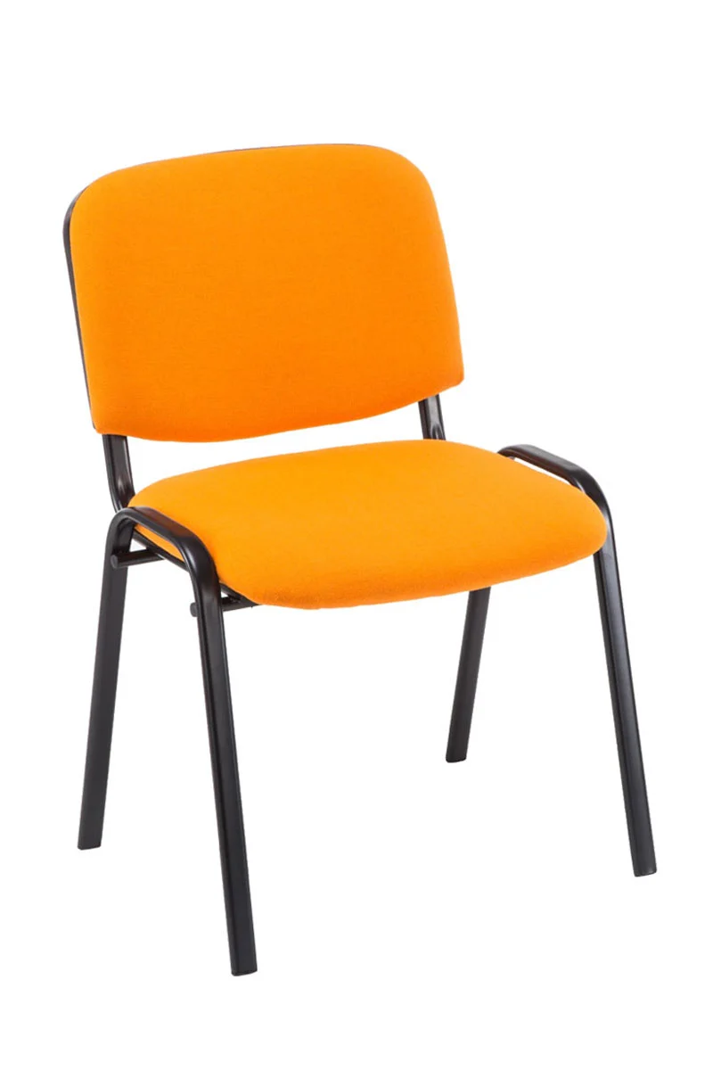 Lot de 4 chaises visiteur empilable zone d'attente en tissu orange piètement à 4 pieds en métal noir 10_0003194