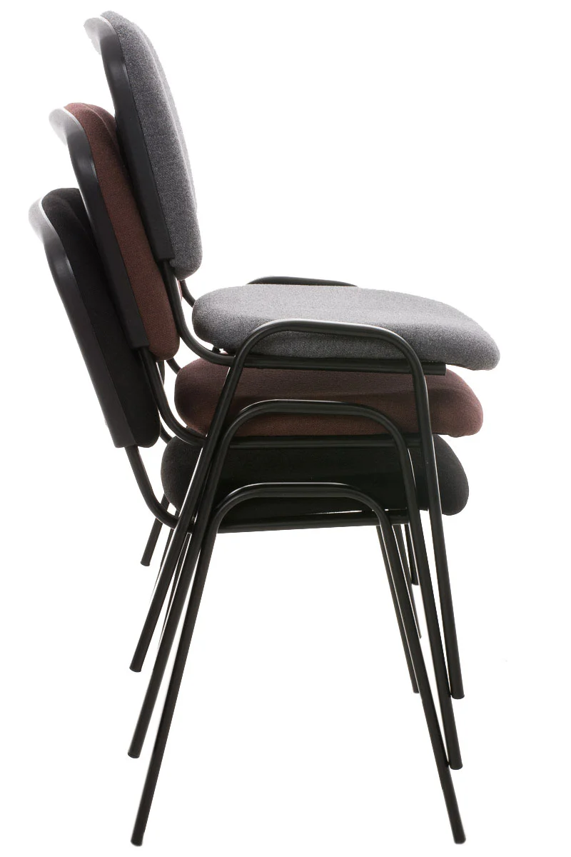 Lot de 4 chaises visiteur empilable zone d'attente en tissu orange piètement à 4 pieds en métal noir 10_0003194