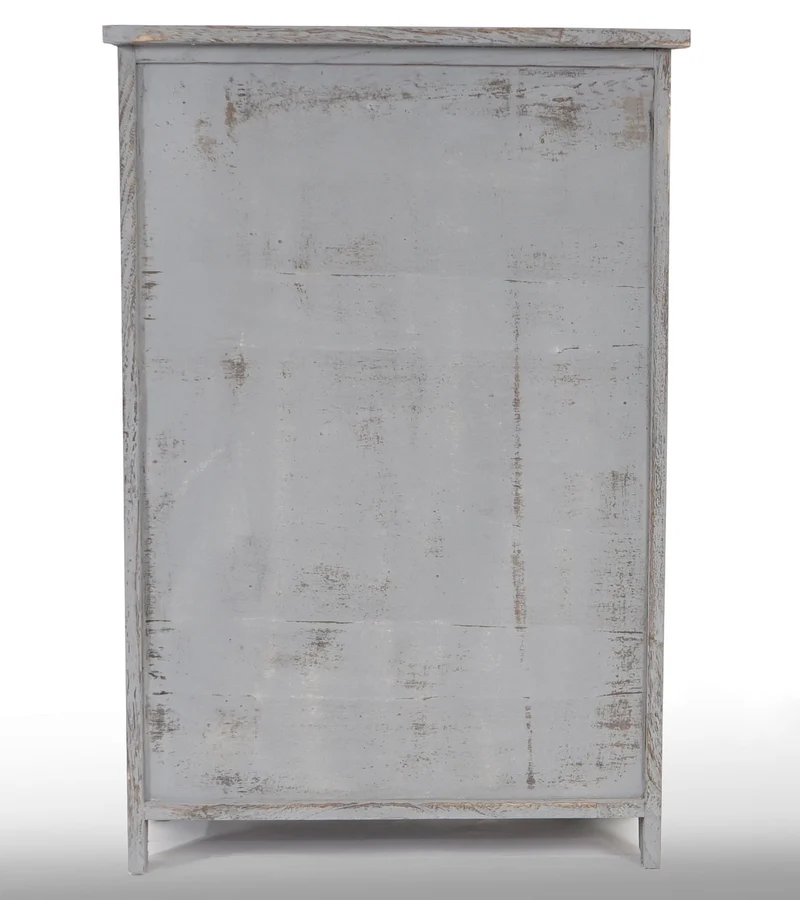Commode style vintage meuble d'appoint à tiroirs 82x55x30cm en bois de paulownia gris 04_0002491