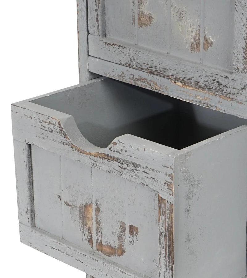 Commode style vintage meuble d'appoint à tiroirs 82x55x30cm en bois de paulownia gris 04_0002491
