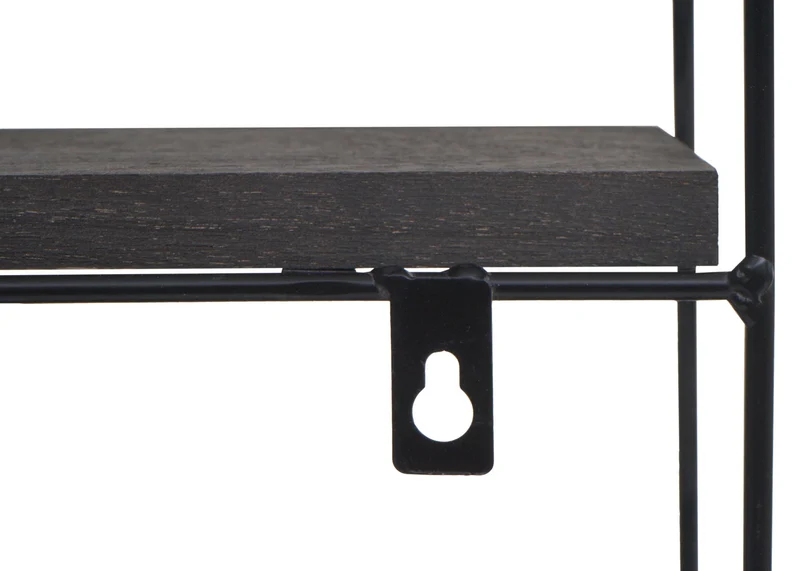 Étagère murale suspendue 4 niveaux en métal et bois design industriel 45x45x11 cm gris foncé 04_0008661
