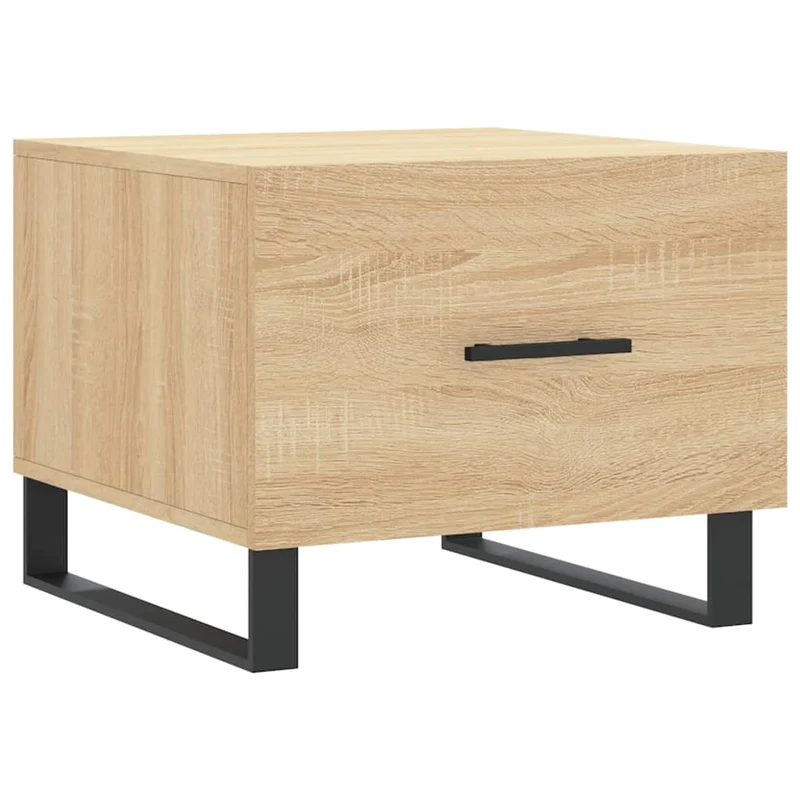 Lot de 2 tables basses d'appoint avec tiroir 50 x 50 x 40 cm bois d'ingénierie couleur chêne et fer DEC040389