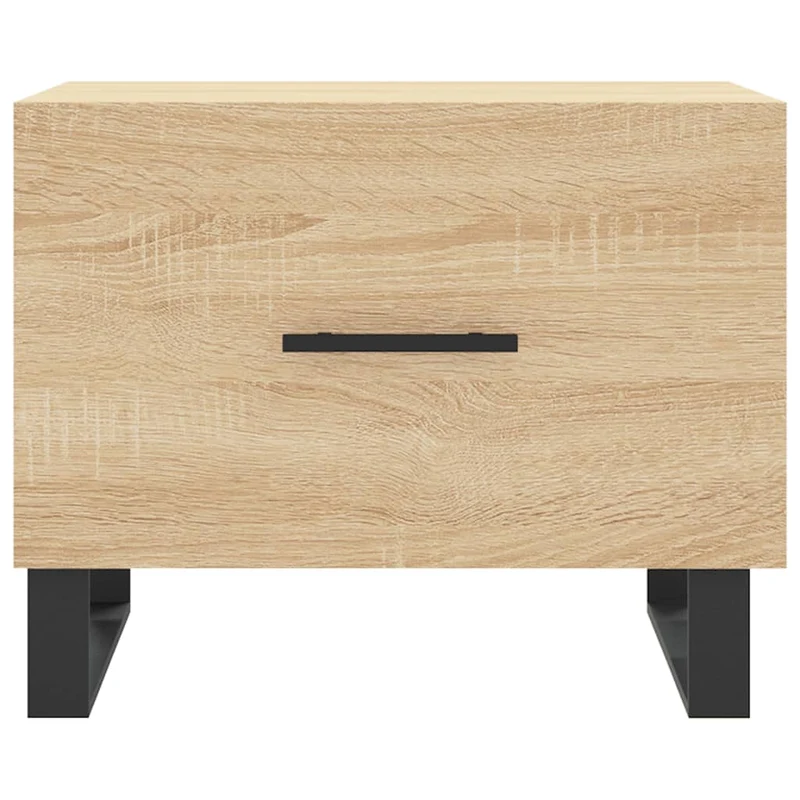Lot de 2 tables basses d'appoint avec tiroir 50 x 50 x 40 cm bois d'ingénierie couleur chêne et fer DEC040389