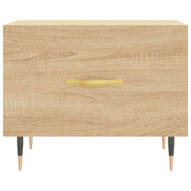 Set de 2 tables basses d'appoint avec tiroir 50 x 50 x 40 cm bois d'ingénierie couleur chêne et fer DEC040388