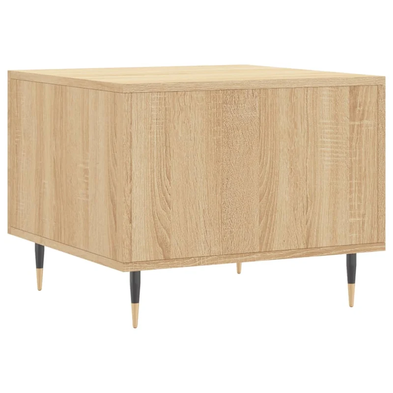 Set de 2 tables basses d'appoint avec tiroir 50 x 50 x 40 cm bois d'ingénierie couleur chêne et fer DEC040388