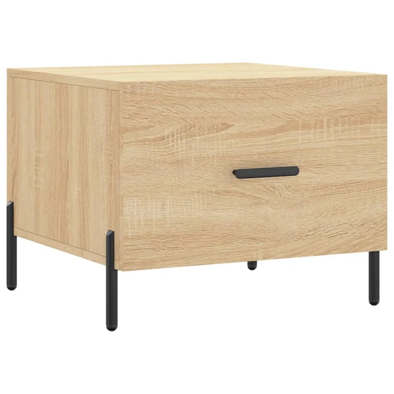 Lot de 2 tables basses d'appoint avec tiroir 50 x 50 x 40 cm bois d'ingénierie couleur chêne et fer DEC040387