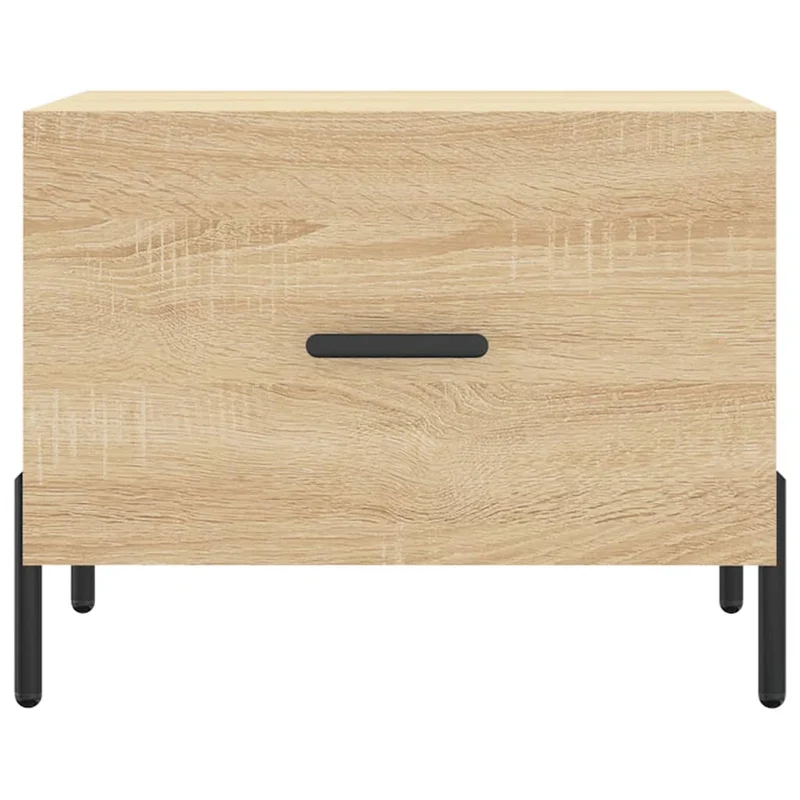 Lot de 2 tables basses d'appoint avec tiroir 50 x 50 x 40 cm bois d'ingénierie couleur chêne et fer DEC040387