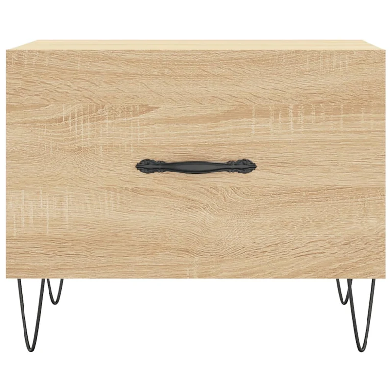 Set de 2 tables basses d'appoint avec tiroir 50 x 50 x 40 cm bois d'ingénierie couleur chêne et fer DEC040384