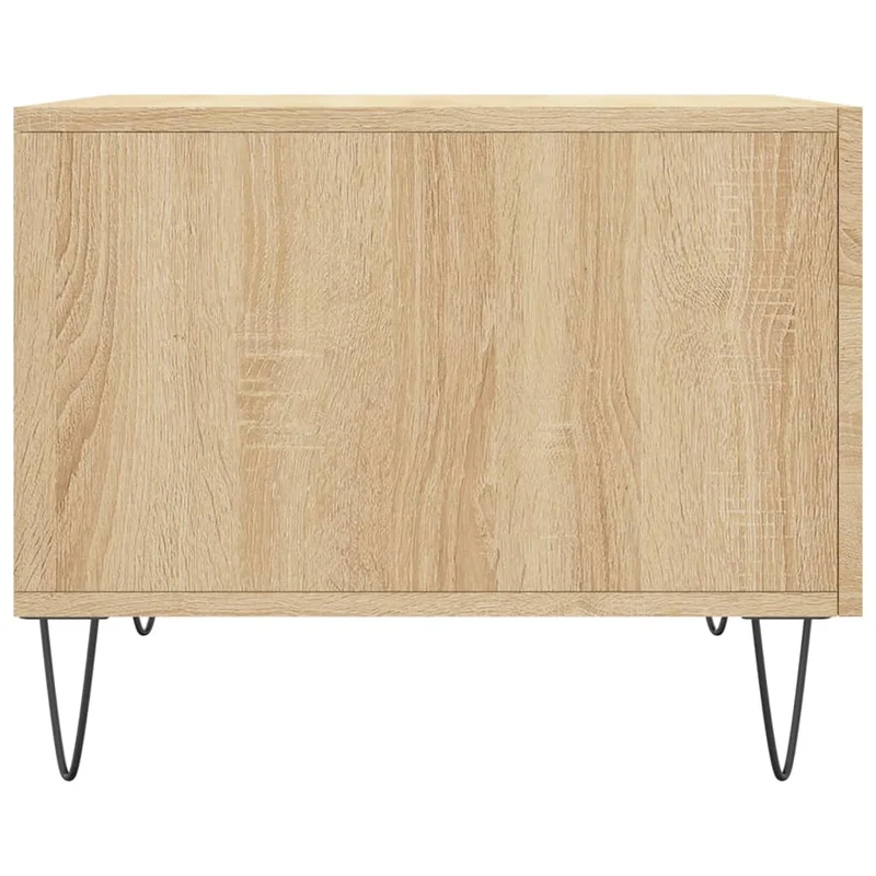 Set de 2 tables basses d'appoint avec tiroir 50 x 50 x 40 cm bois d'ingénierie couleur chêne et fer DEC040384