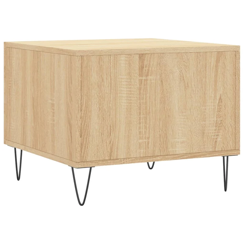 Set de 2 tables basses d'appoint avec tiroir 50 x 50 x 40 cm bois d'ingénierie couleur chêne et fer DEC040384
