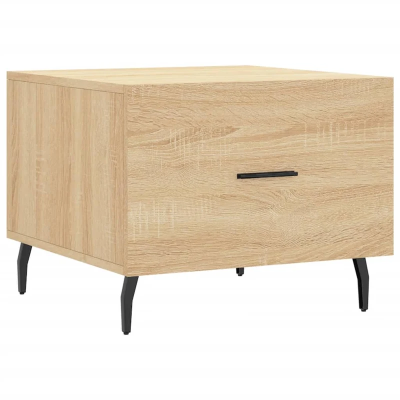 Lot de 2 tables basses d'appoint avec tiroir 50 x 50 x 40 cm bois d'ingénierie couleur chêne et fer DEC040382