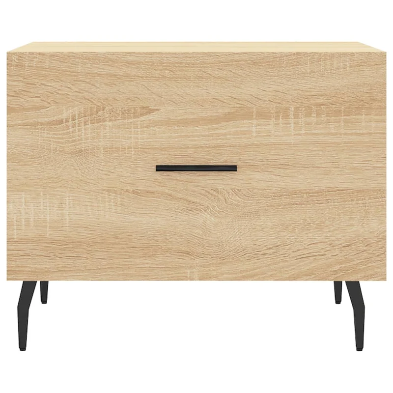 Lot de 2 tables basses d'appoint avec tiroir 50 x 50 x 40 cm bois d'ingénierie couleur chêne et fer DEC040382