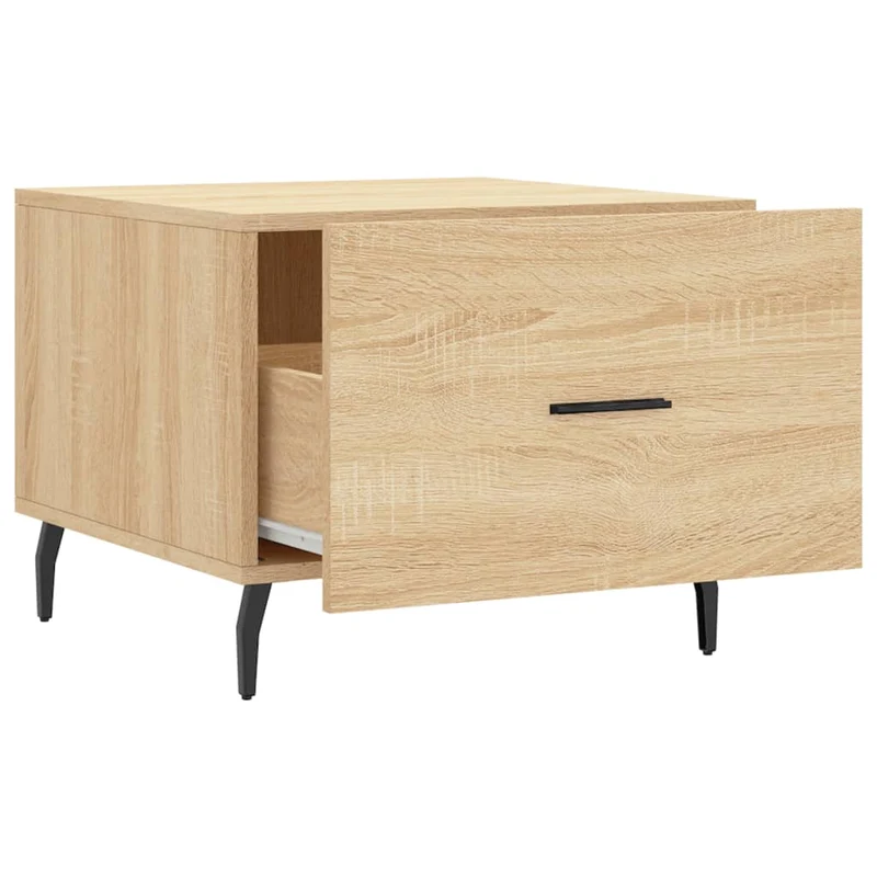 Lot de 2 tables basses d'appoint avec tiroir 50 x 50 x 40 cm bois d'ingénierie couleur chêne et fer DEC040382