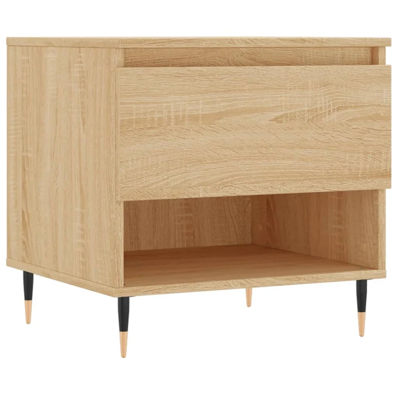 Set de 2 tables de chevets avec tiroir 50 x 46 x 50 cm bois d'ingénierie couleur chêne et métal DEC040380